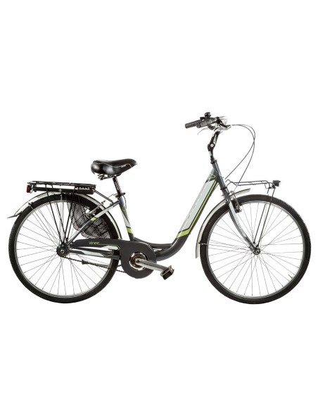 BICI IN ALLUMINIO DA DONNA MISURA 26 X 1,75 BICICLETTA LINEA VENERE CITY BIKE SENZA CAMBIO 1V COMPLETA DI ACCESSORI CON LUCI A L