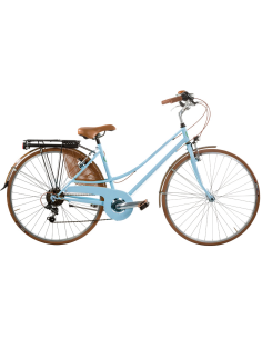 BICI MISURA 28 CITY BIKE VINTAGE LINEA SPORT RONDINE BICICLETTA DA DONNA CON CAMBIO 6V COMPLETA DI ACCESSORI LUCI A LED