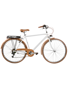 BICI MISURA 28 LINEA RETRO BICICLETTA UOMO RETRO6VU CAMBIO 6V COMPLETA DI ACCESSORI LUCI A LED FINITURE MARRONI 2