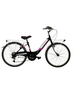 BICI DA BAMBINA LINEA VENERE BIMBA MISURA 24 CAMBIO 6V BICICLETTA DA RAGAZZA VEN24CC CITY BIKE COMPLETA DI ACCESSORI