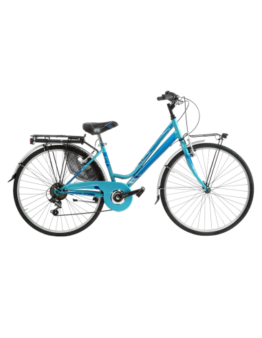 BICI DA DONNA CITY BIKE BICICLETTA MISURA 28 LINEA MOVING CAMBIO 6V MOV28D6V COMPLETA DI ACCESSORI E LUCI A LED