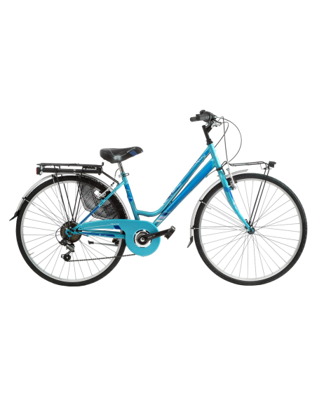 BICI DA DONNA CITY BIKE BICICLETTA MISURA 28 LINEA MOVING CAMBIO 6V MOV28D6V COMPLETA DI ACCESSORI E LUCI A LED