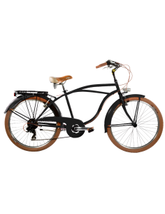 BICI DA UOMO MISURA 26 CITY BIKE BICICLETTA CRUISER STILE AMERICANO CON CAMBIO 6V COMPLETA DI ACCESSORI LUCI A LED