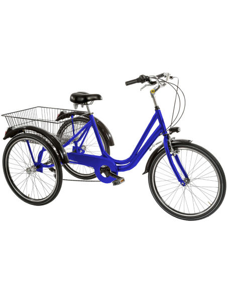 BICI A TRE RUOTE MISURA 24 BICICLETTA UNISEX TR24 CON CAMBIO 6V TELAIO IN ALLUMINIO COMPLETA DI ACCESSORI E LUCI A LED