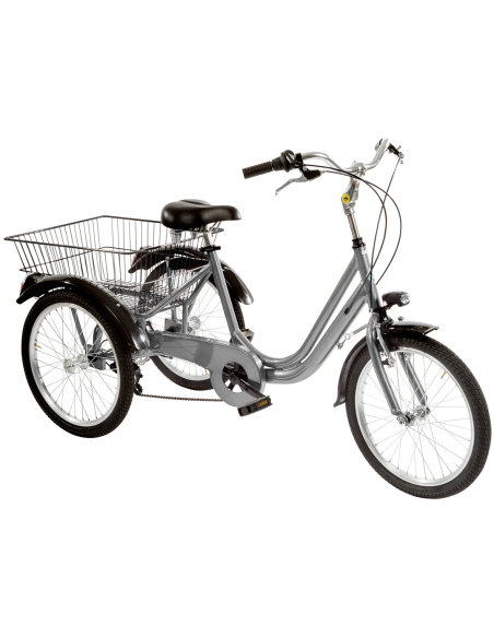 BICI A TRE RUOTE MISURA 20 BICICLETTA UNISEX TR20 CON CAMBIO 6V TELAIO IN ALLUMINIO COMPLETA DI ACCESSORI E LUCI A LED