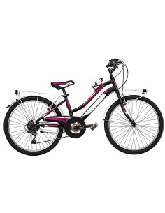 BICI DA RAGAZZA MOUNTAIN BIKE 24 MTB LINCY BICICLETTA LY24C6V CON CAMBIO 6V COMPLETA DI ACCESSORI CON LUCI A LED 2