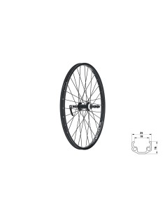 Wheel rear KLS WASPER FREEWHEEL V-brake R, 24", black