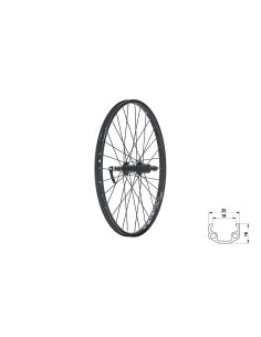 Wheel rear KLS WASPER CASSETTE V-brake R, 24", black
