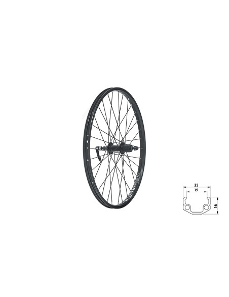 Wheel rear KLS WASPER CASSETTE V-brake R, 24", black
