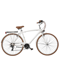 BICI UOMO TELAIO ALLUMINIO LINEA VINTAGE MISURA 28 BICICLETTA CAMBIO 21V CITY BIKE VINTAGE COMPLETA ACCESSORI DETTAGLI MARRONI 2