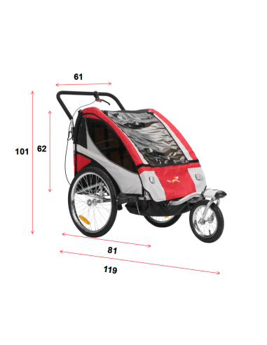 CARRELLO PORTA BIMBO/JOG/PASS NCAB DLX R/G/N