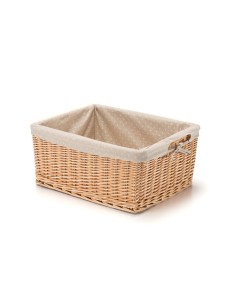 CESTINO VIMINI RETTANG. GRANDE CON FODERA A POIS