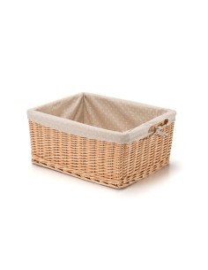 CESTINO VIMINI RETTANG. GRANDE CON FODERA A POIS 2
