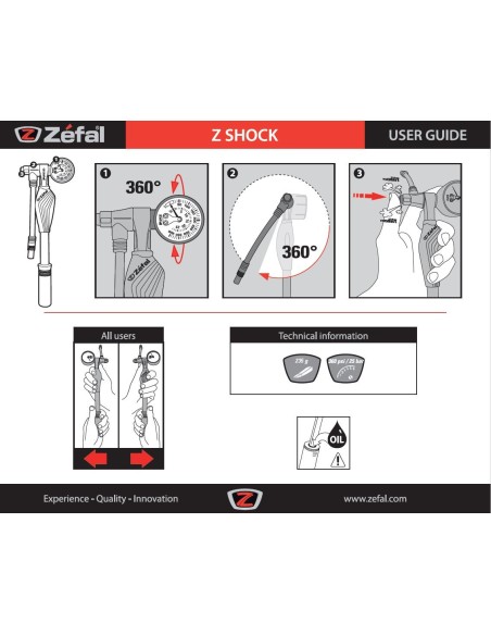 POMPA ZEFAL Z SHOCK C/MANOM. PER FORCELLE/AMMORTIZ