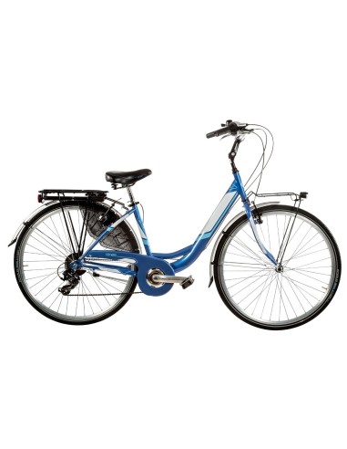 BICI IN ALLUMINIO DA DONNA MISURA 28 BICICLETTA LINEA VENERE LUSSO CITY BIKE CON CAMBIO 7V COMPLETA DI ACCESSORI CON LUCI A LED