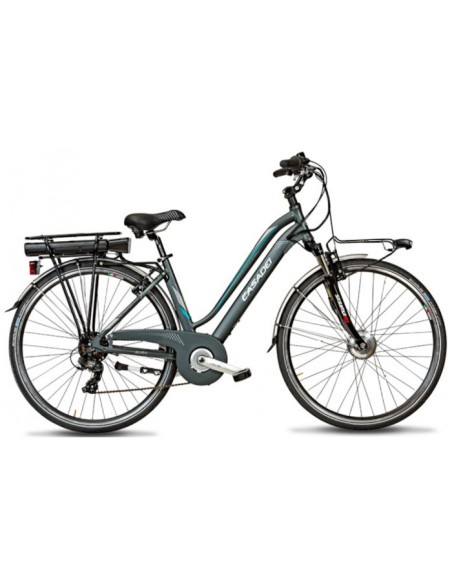 BICI E-BIKE CITY BIKE 28 AURA 7V ANSMANN 36V-11,4 AH MOTORE POSTERIORE V-BRAKE FORCELLA AMMORTIZZATA