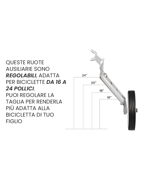 STABILIZZATORI REGOLABILI BICICLETTA DA 16 A 24 ANCHE BICI CON CAMBIO