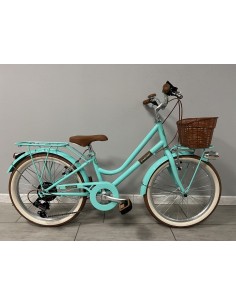 BICI DA BAMBINA STILE VINTAGE MISURA 20 BICICLETTA BIMBA CAMBIO 7V COMPLETA DI ACCESSORI CON CESTINO E LUCI A LED