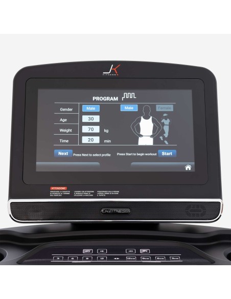 JK FITNESS JK 194 PRO Tapis roulant 4.0 - 7.0 Hp AC 22 km/h 540 x 1600 schermo touch 15,6'' + fascia JK + Wi Fi + speakers BT +