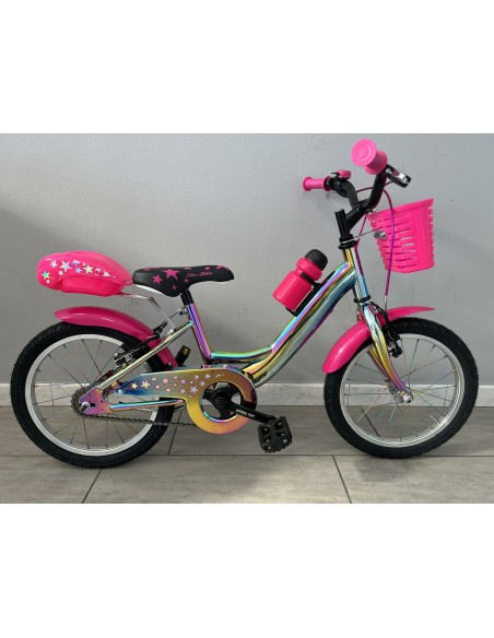BICI BIMBA DA PASSEGGIO MISURA 16 TELAIO CROMATIZZATO MULTICOLORE MODELLO STARCOLOR 1V BICICLETTA BAMBINA NUOVO MODELLO