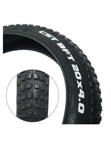 COPERTONE PER BICI FAT BIKE CST BFT MISURA 20 x 4.00 (ETRTO 100-406) C1752 PNEUMATICO TASSELLATO RIGIDO NERO CON SCRITTA BIANCA