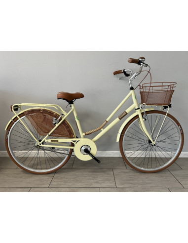 BICI STILE OLANDA MISURA 26 BICICLETTA DONNA LINEA COLLEGE CON MANUBRIO IN ALLUMINIO ACCESSORI IN TINTA CON CESTO SENZA CAMBIO