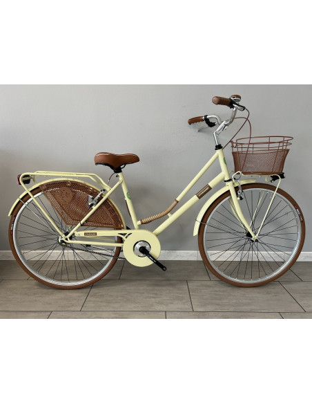 BICI STILE OLANDA MISURA 26 BICICLETTA DONNA LINEA COLLEGE CON MANUBRIO IN ALLUMINIO ACCESSORI IN TINTA CON CESTO SENZA CAMBIO