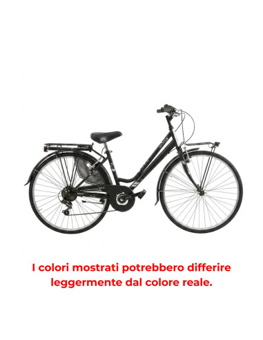 BICI DA DONNA CITY BIKE BICICLETTA MISURA 26 LINEA MOVING CAMBIO 6V MOV26D6V COMPLETA DI ACCESSORI E LUCI A LED