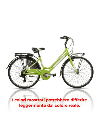 BICI DA DONNA CITY BIKE TELAIO IN ALLUMINIO BICICLETTA MISURA 28 LINEA DEA CAMBIO 6V DEA28D6V COMPLETA DI ACCESSORI E LUCI A LED