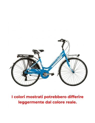 BICI DA DONNA CITY BIKE TELAIO IN ALLUMINIO BICICLETTA MISURA 28 LINEA DEA CAMBIO 6V DEA28D6V COMPLETA DI ACCESSORI E LUCI A LED