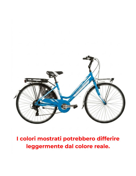 BICI DA DONNA CITY BIKE TELAIO IN ALLUMINIO BICICLETTA MISURA 28 LINEA DEA CAMBIO 6V DEA28D6V COMPLETA DI ACCESSORI E LUCI A LED