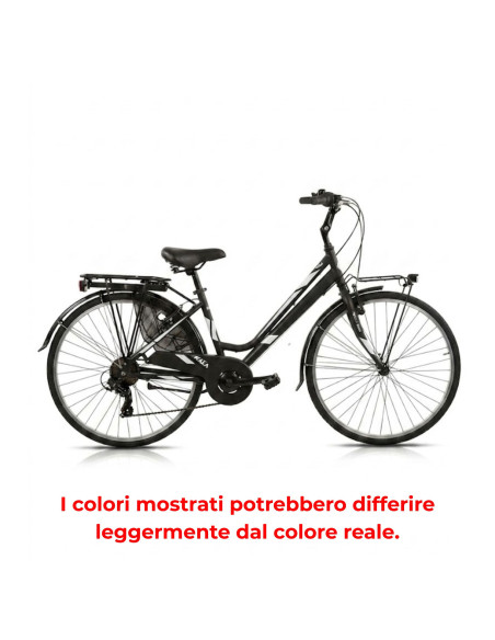 BICI DA DONNA CITY BIKE TELAIO IN ALLUMINIO BICICLETTA MISURA 26 LINEA DEA CAMBIO 6V DEA26D6V COMPLETA DI ACCESSORI E LUCI A LED