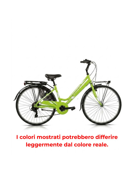 BICI DA DONNA CITY BIKE TELAIO IN ALLUMINIO BICICLETTA MISURA 26 LINEA DEA CAMBIO 6V DEA26D6V COMPLETA DI ACCESSORI E LUCI A LED
