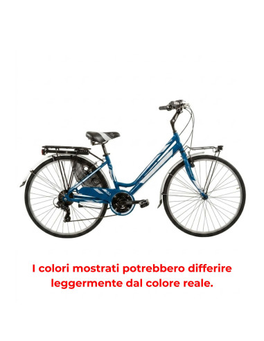 BICI DA DONNA CITY BIKE TELAIO IN ALLUMINIO BICICLETTA MISURA 28 LINEA DEA CAMBIO 21V DEA21V COMPLETA DI ACCESSORI E LUCI A LED