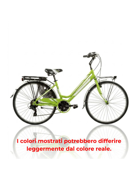 BICI DA DONNA CITY BIKE TELAIO IN ALLUMINIO BICICLETTA MISURA 28 LINEA DEA CAMBIO 21V DEA21V COMPLETA DI ACCESSORI E LUCI A LED
