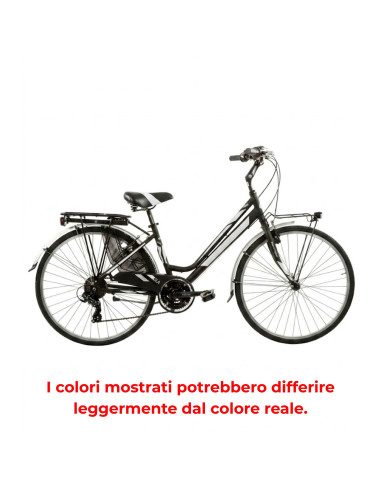 BICI DA DONNA CITY BIKE TELAIO IN ALLUMINIO BICICLETTA MISURA 28 LINEA DEA CAMBIO 21V DEA21V COMPLETA DI ACCESSORI E LUCI A LED