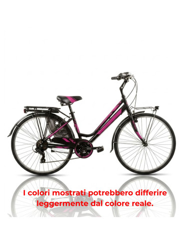 BICI DA DONNA CITY BIKE TELAIO IN ALLUMINIO BICICLETTA MISURA 28 LINEA DEA CAMBIO 21V DEA21V COMPLETA DI ACCESSORI E LUCI A LED