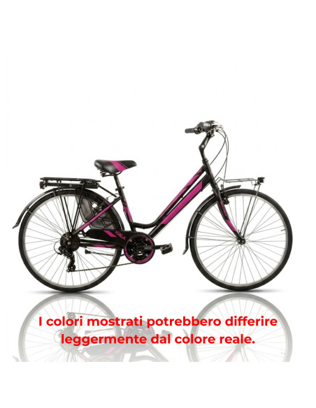 BICI DA DONNA CITY BIKE TELAIO IN ALLUMINIO BICICLETTA MISURA 28 LINEA DEA CAMBIO 21V DEA21V COMPLETA DI ACCESSORI E LUCI A LED
