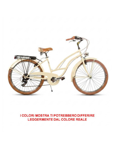 BICI DA DONNA MISURA 26 CITY BIKE BICICLETTA CRUISER STILE AMERICANO CON CAMBIO 6V COMPLETA DI ACCESSORI LUCI A LED