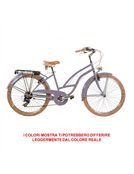 BICI DA DONNA MISURA 26 CITY BIKE BICICLETTA CRUISER STILE AMERICANO CON CAMBIO 6V COMPLETA DI ACCESSORI LUCI A LED