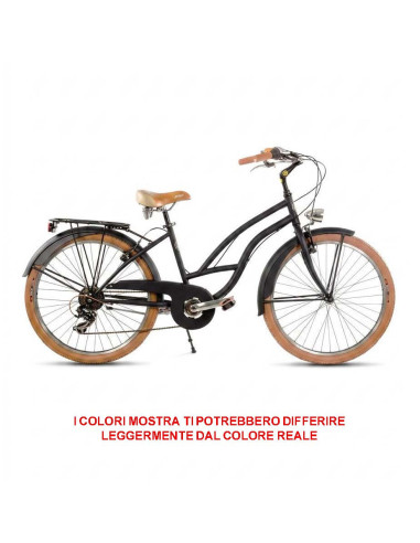 BICI DA DONNA MISURA 26 CITY BIKE BICICLETTA CRUISER STILE AMERICANO CON CAMBIO 6V COMPLETA DI ACCESSORI LUCI A LED