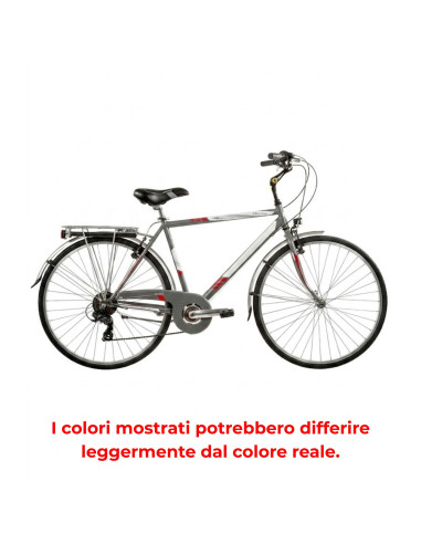 BICI DA UOMO CITY BIKE BICICLETTA MISURA 28 LINEA MOVING LUSSO CAMBIO 6V MOV28U6VL COMPLETA DI ACCESSORI E LUCI A LED