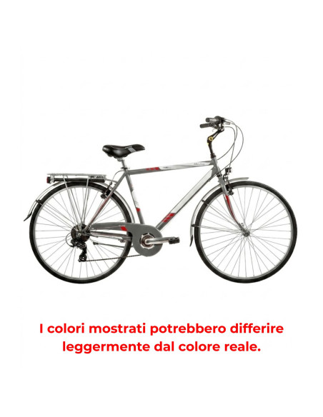 BICI DA UOMO CITY BIKE BICICLETTA MISURA 28 LINEA MOVING LUSSO CAMBIO 6V MOV28U6VL COMPLETA DI ACCESSORI E LUCI A LED