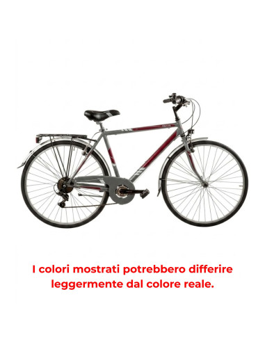 BICI DA UOMO CITY BIKE BICICLETTA MISURA 28 LINEA MOVING CAMBIO 6V MOV28U6V COMPLETA DI ACCESSORI E LUCI A LED