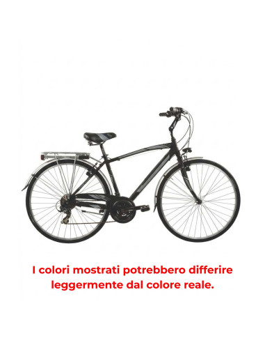 BICI DA UOMO CITY BIKE TELAIO IN ALLUMINIO BICICLETTA MISURA 28 LINEA EGO CAMBIO 21V EGO21V COMPLETA DI ACCESSORI E LUCI A LED