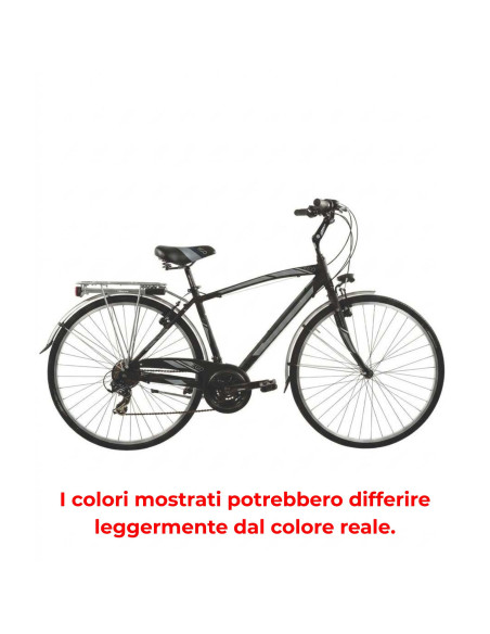 BICI DA UOMO CITY BIKE TELAIO IN ALLUMINIO BICICLETTA MISURA 28 LINEA EGO CAMBIO 21V EGO21V COMPLETA DI ACCESSORI E LUCI A LED