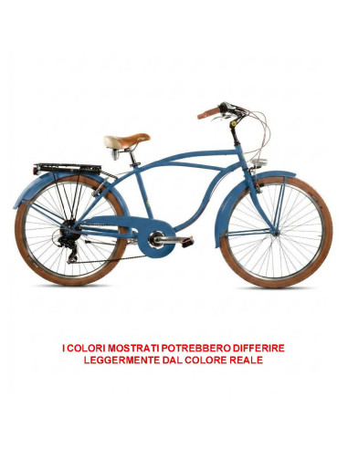 BICI DA UOMO MISURA 26 CITY BIKE BICICLETTA CRUISER STILE AMERICANO CON CAMBIO 6V COMPLETA DI ACCESSORI LUCI A LED
