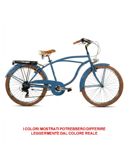 BICI DA UOMO MISURA 26 CITY BIKE BICICLETTA CRUISER STILE AMERICANO CON CAMBIO 6V COMPLETA DI ACCESSORI LUCI A LED