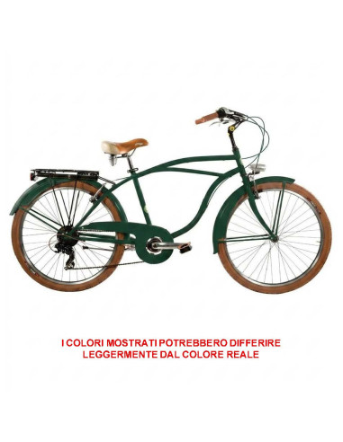 BICI DA UOMO MISURA 26 CITY BIKE BICICLETTA CRUISER STILE AMERICANO CON CAMBIO 6V COMPLETA DI ACCESSORI LUCI A LED