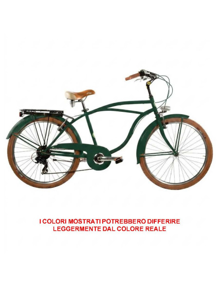 BICI DA UOMO MISURA 26 CITY BIKE BICICLETTA CRUISER STILE AMERICANO CON CAMBIO 6V COMPLETA DI ACCESSORI LUCI A LED